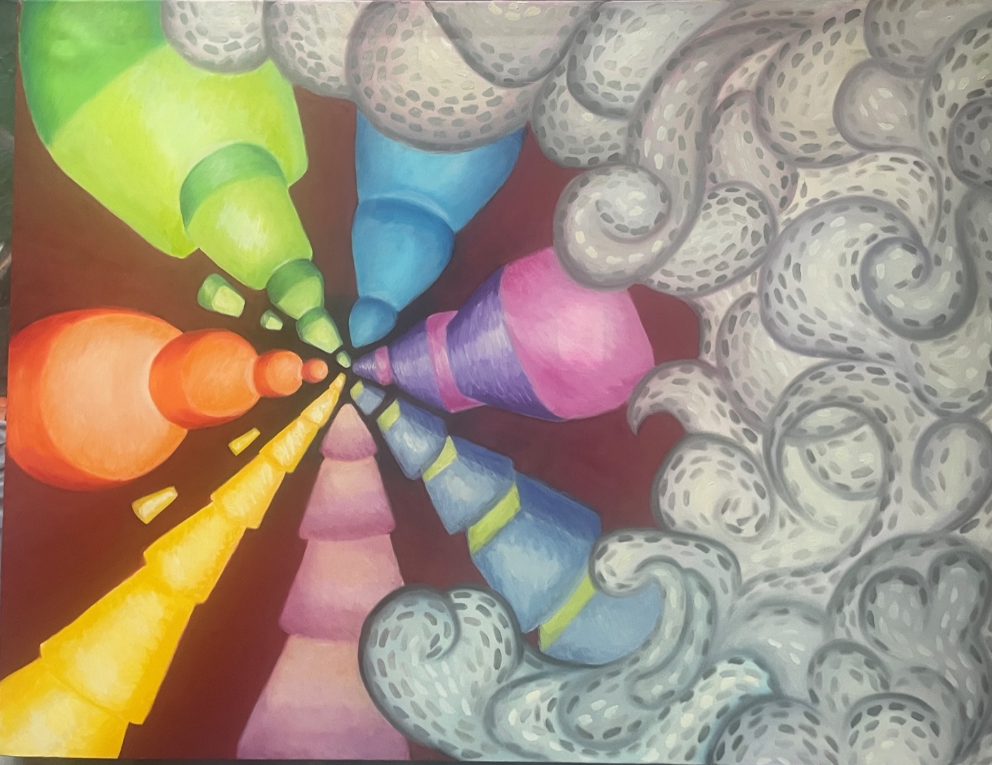 illusion painting of a cartoon burst