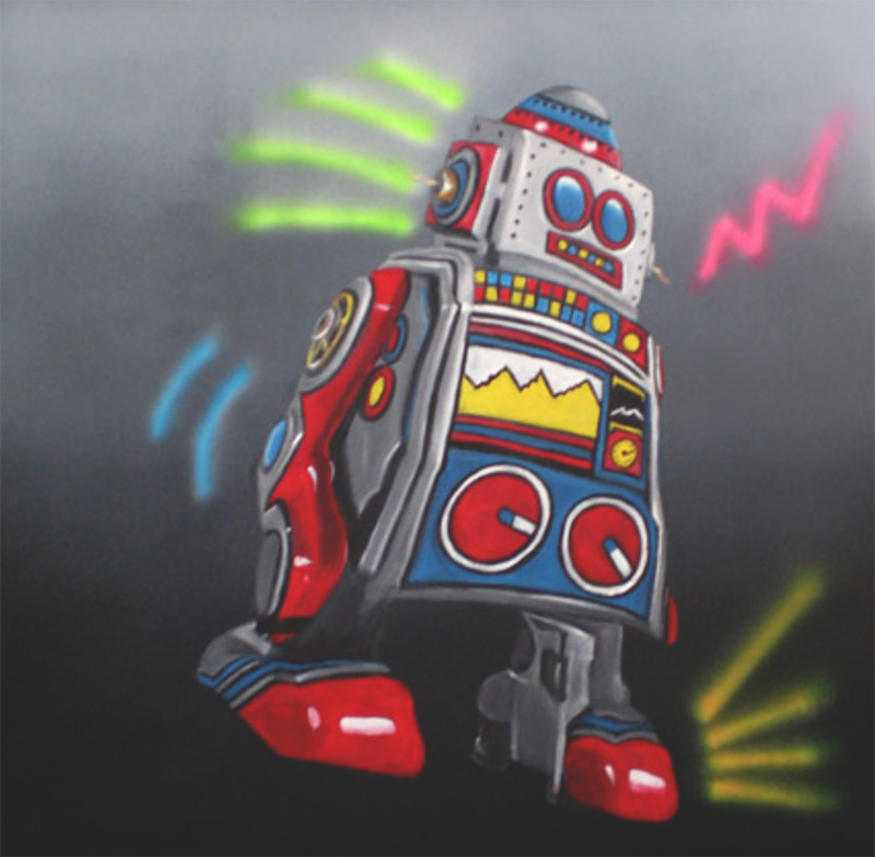 twisted toy painting of a robot