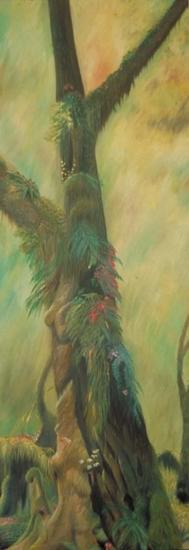 abstract illusion painting of a tree